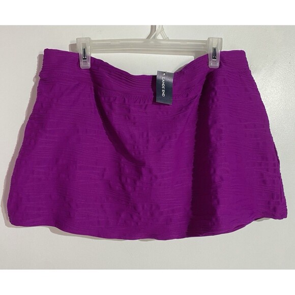 Lands End Swim Skirt 18 Purple Textured Tummy Control Beach Resort Cruise Modest - Picture 1 of 12